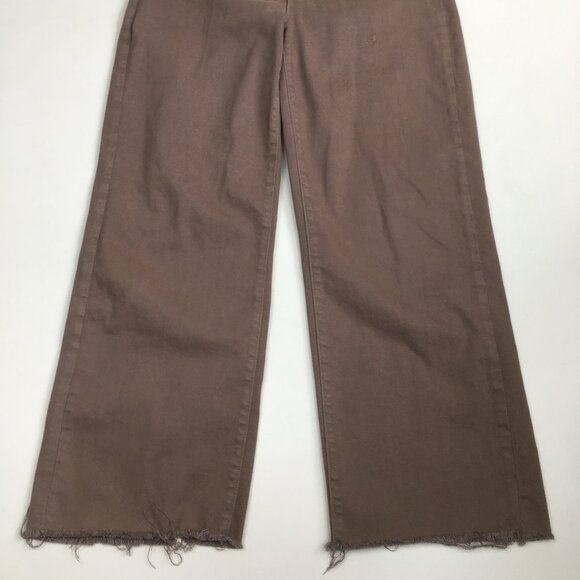 L'AGENCE Faux Pockets Deep Taupe Wanda High Rise Crop Wide Leg Raw Hem Jeans - Picture 7 of 14